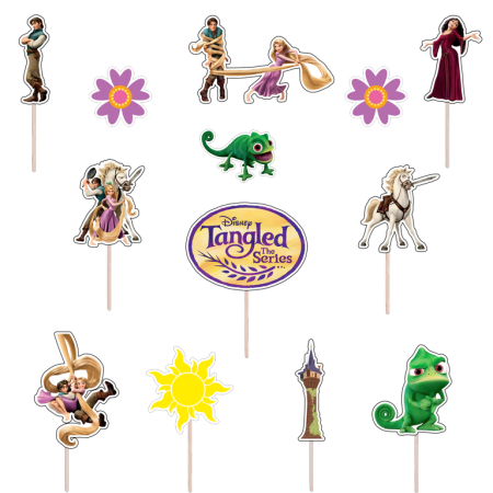 Seturi Figurine - Set figurine tort/brioșe Rapunzel, Bita Decorations, Photo Paper Glossy