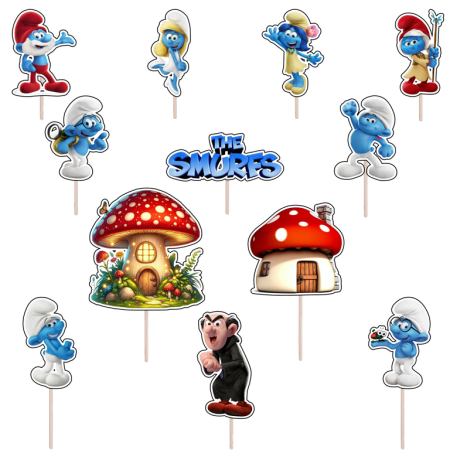 Seturi Figurine - Set figurine tort/brioșe Ștrumfii, Bita Decorations, Photo Paper Glossy