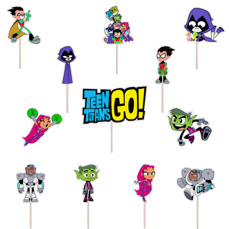 Seturi Figurine - Set figurine tort/brioșe Tinerii Titani, Bita Decorations, Photo Paper Glossy