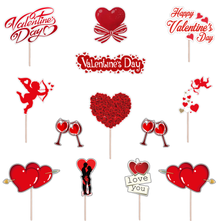 Seturi Figurine - Set figurine tort/brioșe Valentine's Day, Bita Decorations, Photo Paper Glossy