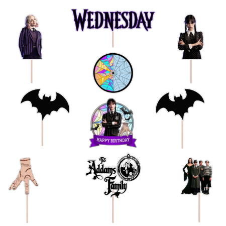 Seturi Toppere Tort - Set figurine tort/brioșe Wednesday, Bita Decorations, Photo Paper Glossy