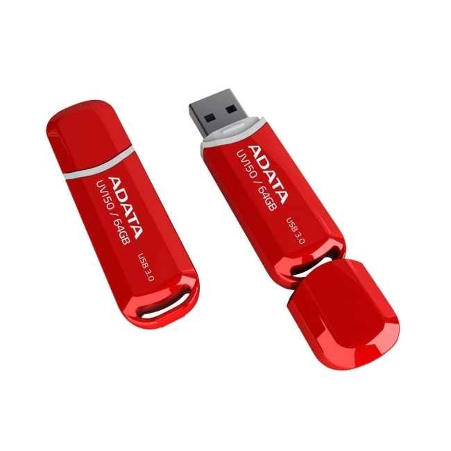 ADATA UV150 64GB – USB 3.2 Gen 1, cu capac, plastic roșu – AUV150‑64G‑RRD [2]