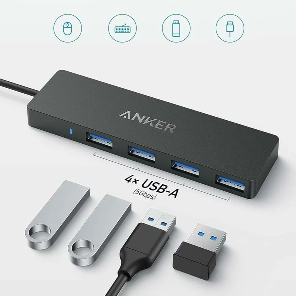 Anker HUB 4‑in‑1 – USB‑C la 4×USB 3.0, 5Gbps, negru – A8309G11 [2]