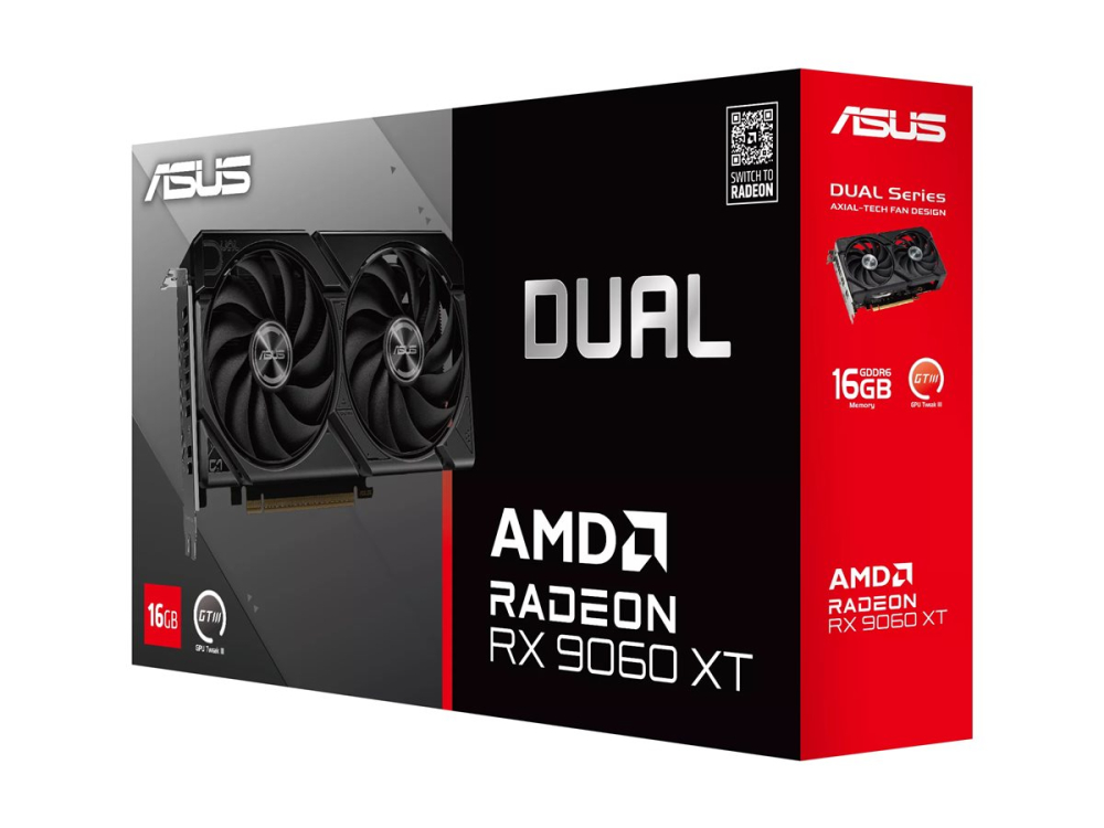 ASUS Dual Radeon RX 9060 XT – 16GB GDDR6, Dual‑Fan, RDNA 4 [2]