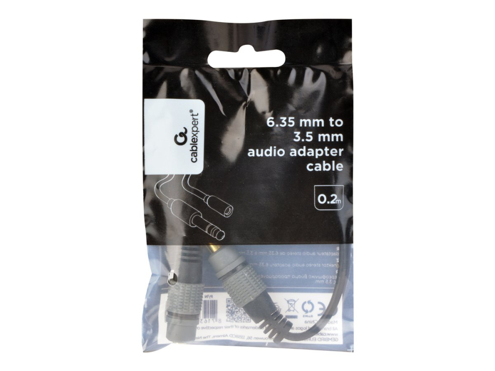 Gembird A‑63M35F‑0.2M – adaptor audio 6.35mm → 3.5mm, 0.2m [2]