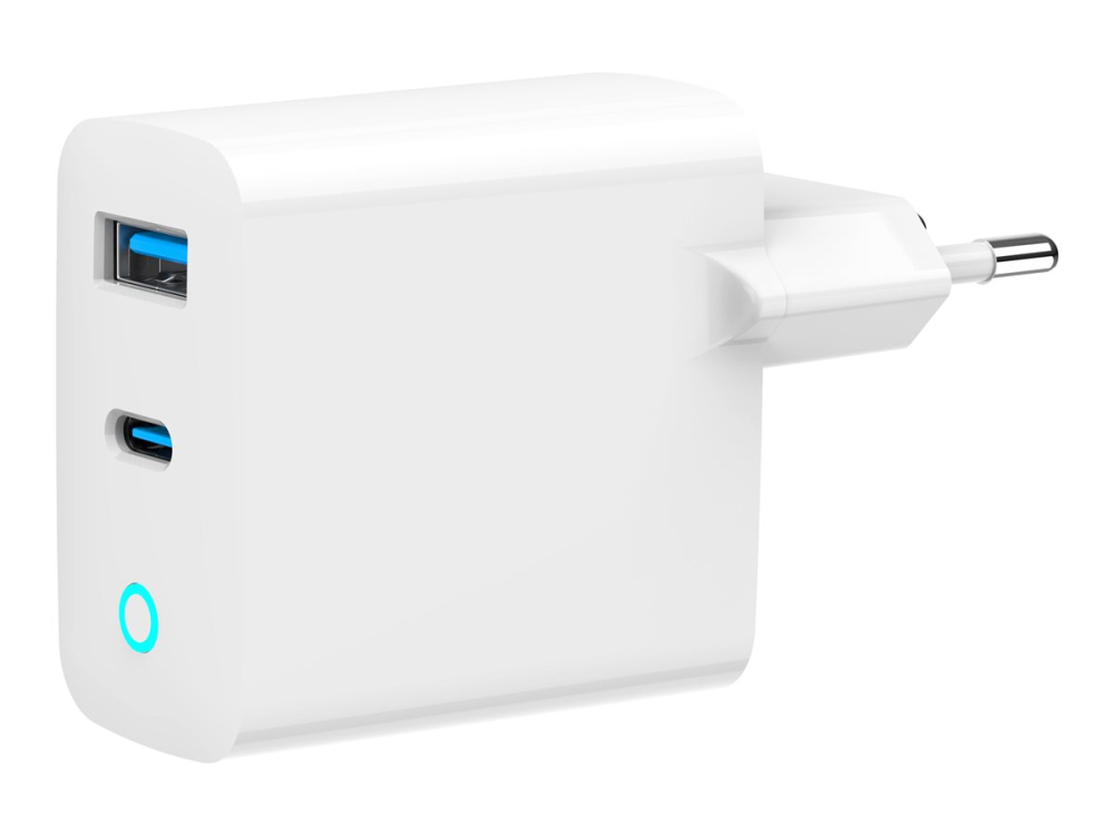 Gembird 65W GaN, Încărcător USB-C PD + USB-A QC, 2 Porturi, LED, White [2]