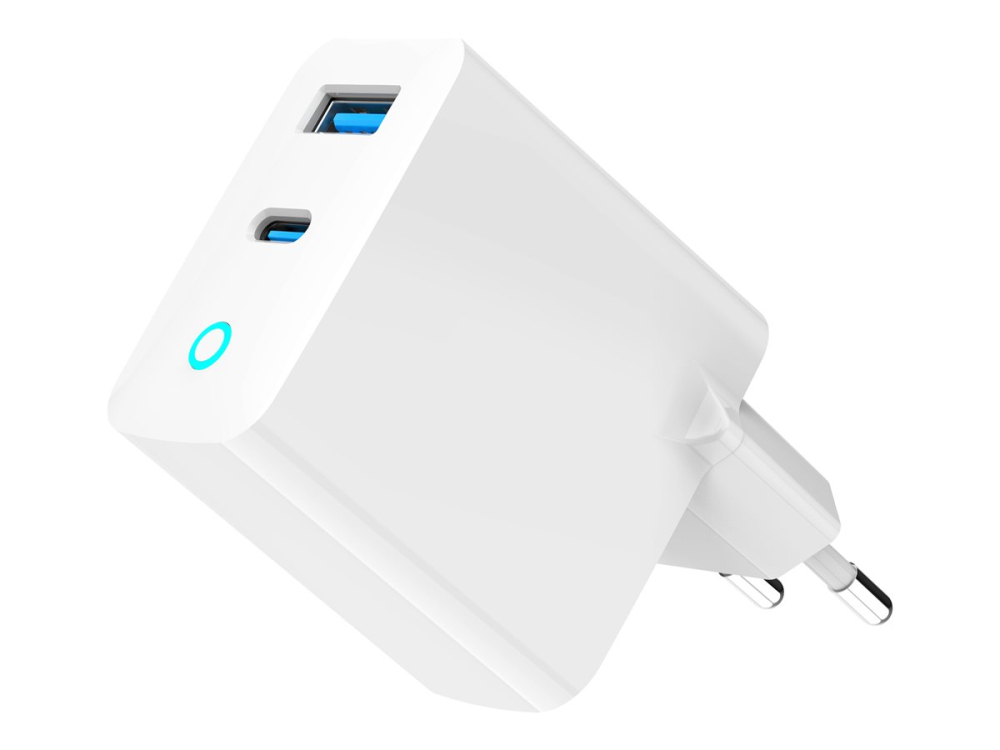 Gembird 65W GaN, Încărcător USB-C PD + USB-A QC, 2 Porturi, LED, White [3]
