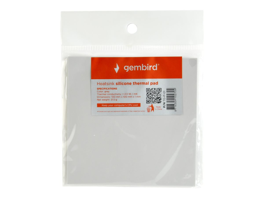 Gembird TG‑P‑01 – Thermal Pad 100×100×1 mm, 2 W/mK [2]