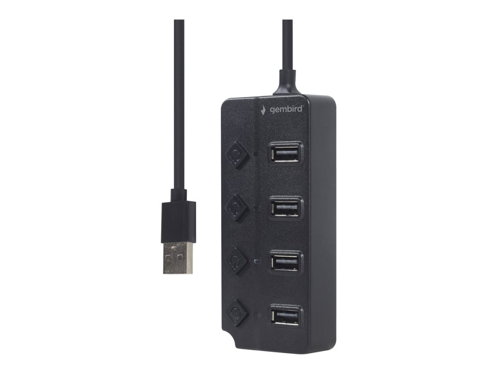 Gembird UHB‑U2P4P‑01 – Hub USB 4 porturi, cu switch‑uri, negru [5]