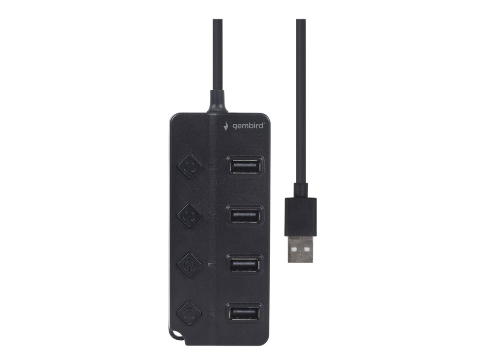 Gembird UHB‑U2P4P‑01 – Hub USB 4 porturi, cu switch‑uri, negru [2]