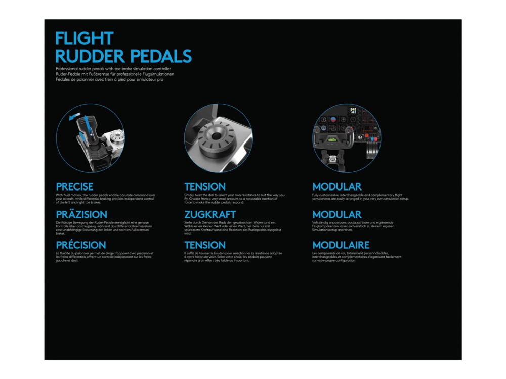 Logitech Flight Rudder Pedals – Pedale Simulare Zbor, USB, PC [4]
