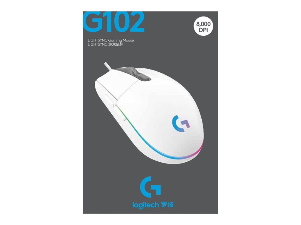 Logitech G102 LIGHTSYNC White – Mouse Gaming 8000 DPI, RGB, 6 Butoane [6]