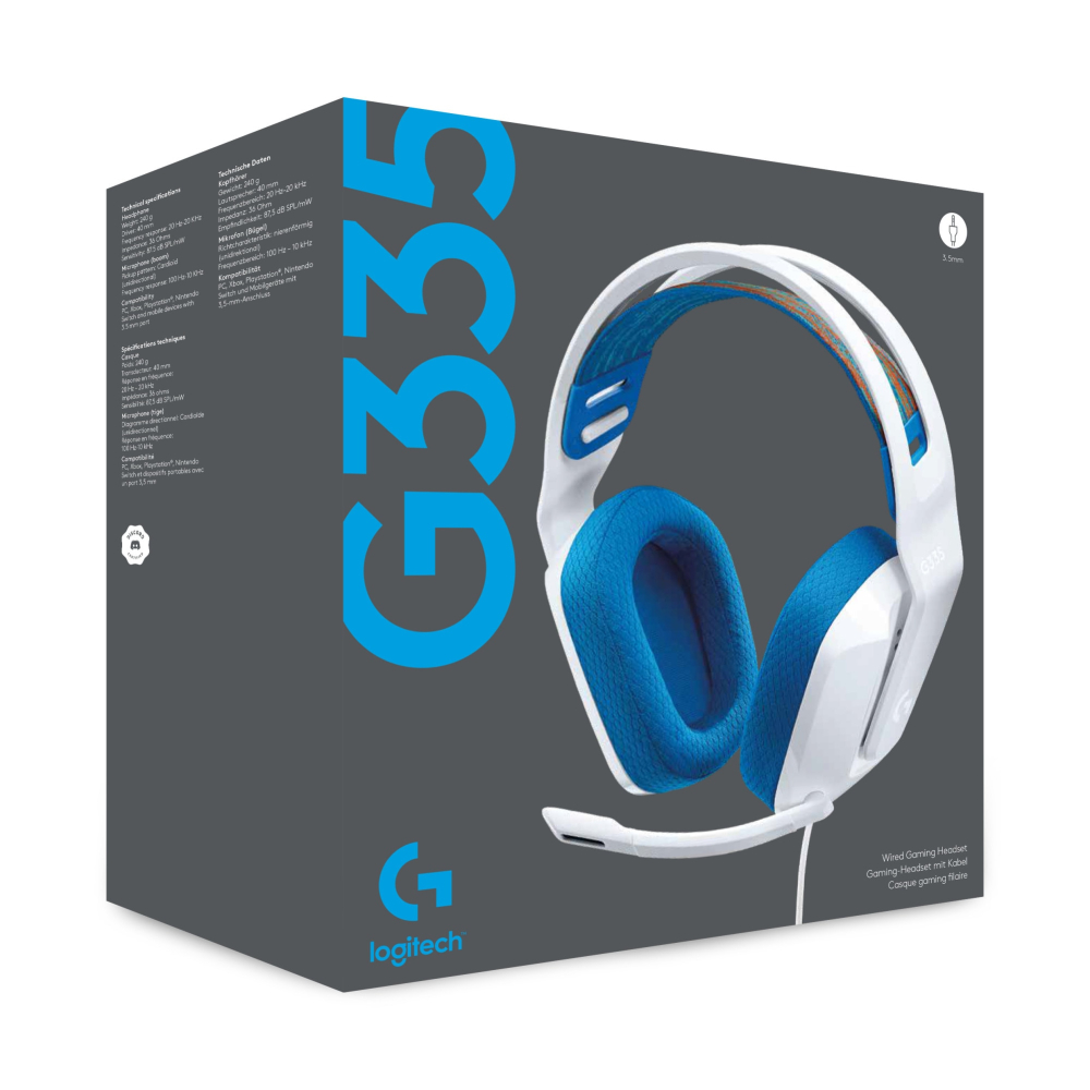 Logitech G335 White, Căști Gaming cu Fir, Jack 3.5 mm, Microfon Rabatabil [4]