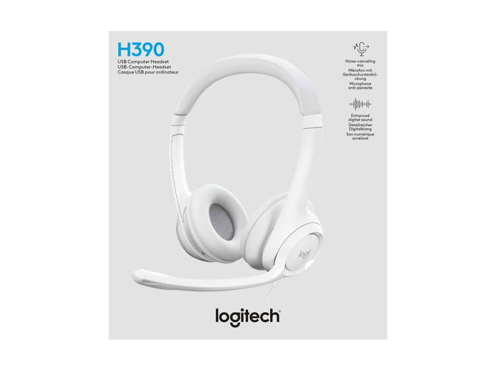 Logitech H390, Headset USB-A, On-Ear, Off-White [6]