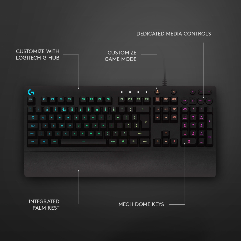 Logitech G213 RGB Gaming Keyboard Front View [4]