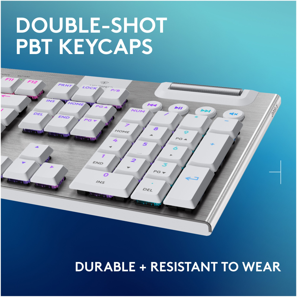 Logitech G915 X LIGHTSPEED White Wireless Gaming Keyboard Front View [6]