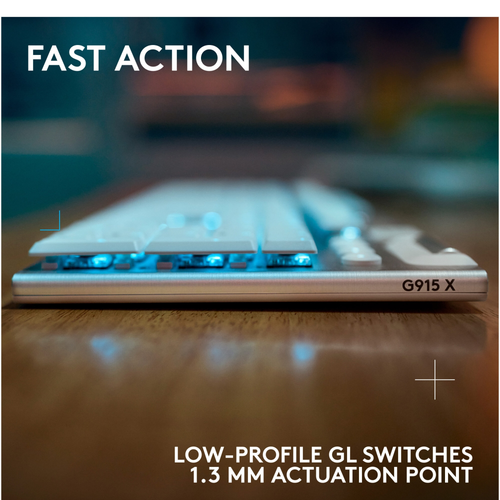 Logitech G915 X LIGHTSPEED White Wireless Gaming Keyboard Front View [2]