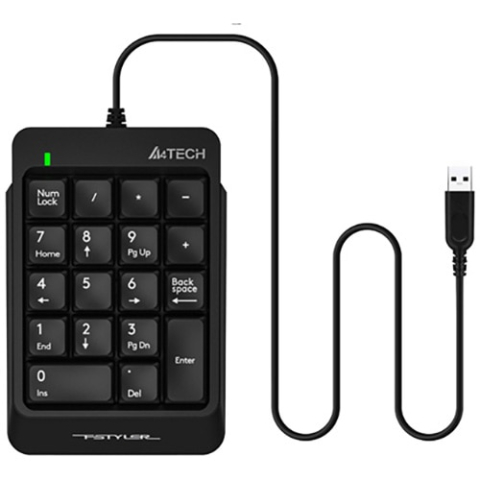 Numpad - A4TECH Fstyler FK‑13P‑BK – Tastatură numerică 18 taste, USB, 150 cm