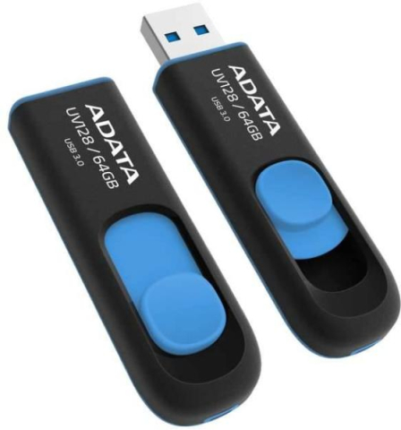 Componente - ADATA AUV128 64GB – USB 3.2 Gen1, retractabil, negru/albastru