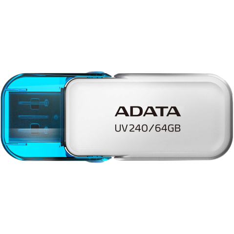 Componente - ADATA AUV240 64GB – USB 2.0, cu capac, aluminiu, alb