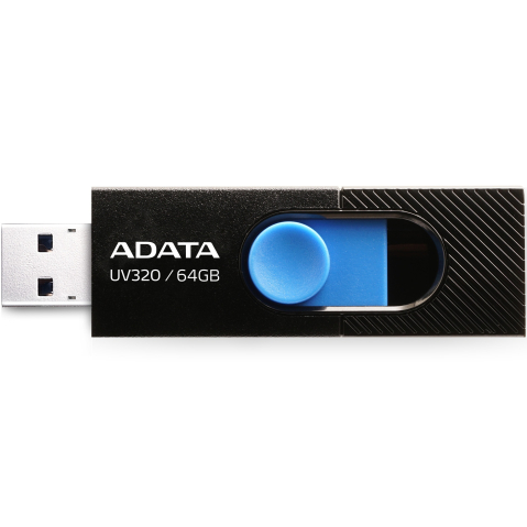 Componente - ADATA USB 3.2 64GB – UV320, retractabil, Black & Blue – AUV320‑64G‑RBKBL