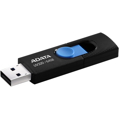 ADATA USB 3.2 64GB – UV320, retractabil, Black & Blue – AUV320‑64G‑RBKBL [1]
