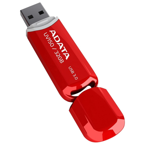 ADATA UV150 32GB – USB 3.2 Gen 1, cu capac, plastic roșu – AUV150‑32G‑RRD [0]