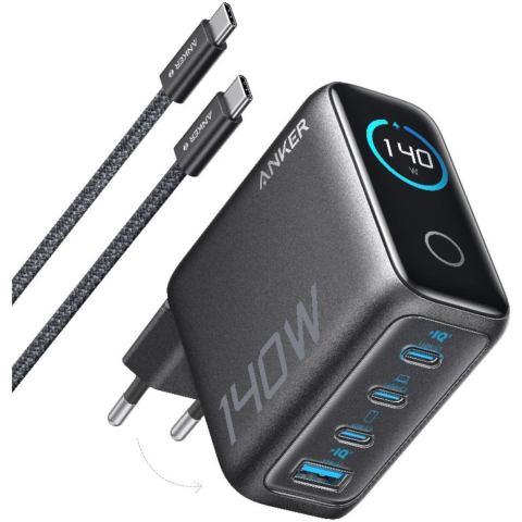 Încărcătoare & Powerbank - Anker 140W – alimentator rețea fast charge, 3×USB‑C + USB‑A, LED – B2697GZ1