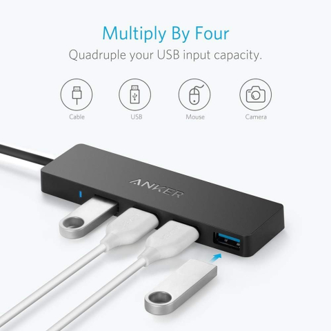 Hub-uri USB - Anker HUB USB 4‑in‑1 – USB 3.2 Gen1, 5Gbps, negru – A7516016