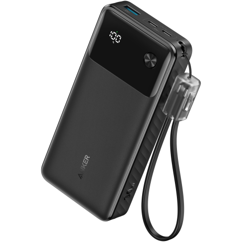 Telecom & Wearables - Anker Power Bank 20.000 mAh – 30W PD, USB‑A + 2×USB‑C, negru – A1384G11