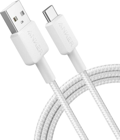 Telecom & Wearables - Anker USB‑A la USB‑C, 0.9m, nylon braided, alb – A81H5G21
