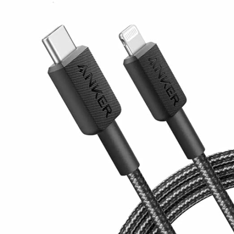 Telecom & Wearables - Anker USB‑C la Lightning, 0.9m, braided, negru – A81B5G11
