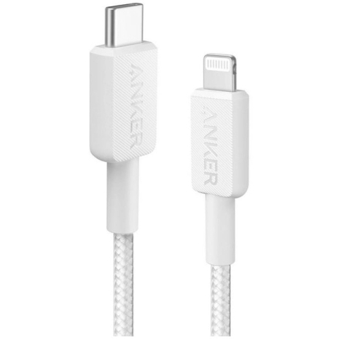 Telecom & Wearables - Anker USB‑C la Lightning, 0.9m, braided, alb – A81B5G21