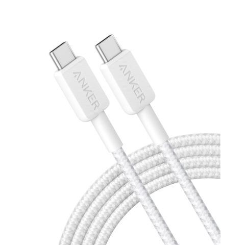Telecom & Wearables - Anker USB‑C la USB‑C, 1.8m, 60W, nylon braided, alb – A81F6G21