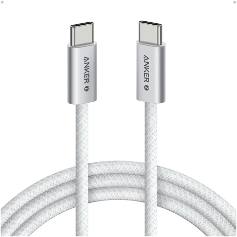 Telefoane mobile - Anker Zolo 240W – cablu USB‑C la USB‑C, 1m, nylon braided, alb – A8060H21