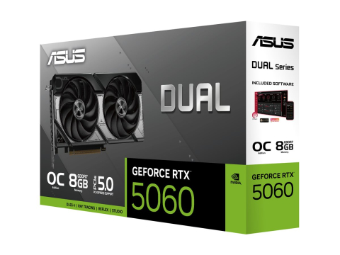 Plăci video - ASUS Dual RTX 5060 OC – 8GB GDDR7, PCIe 5.0, Dual‑Fan