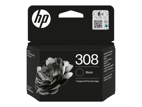 Consumabile - cerneală - HP 308 Black Original Ink Cartridge Front View