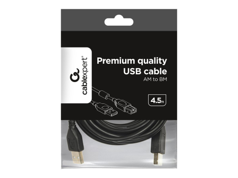Gembird CCF‑USB2‑AMBM‑15 – Cablu USB 2.0 A‑B 4.5m, Ferrite, Gold‑Plated [1]
