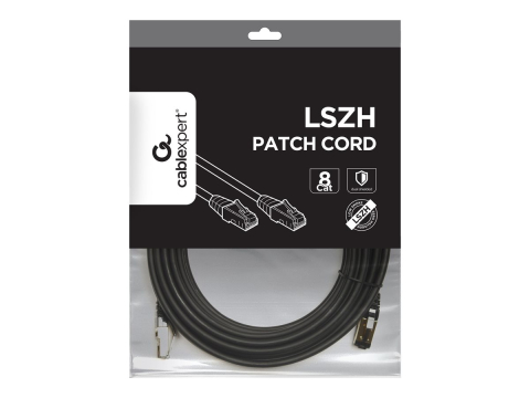 Gembird PP8‑LSZHCU‑BK‑10M – Patch Cord Cat.8 S/FTP, LSZH, 10m, 2000 MHz [1]