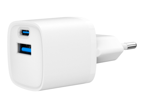 Încărcătoare & Powerbank - Gembird TA‑UC‑PDQC20‑W‑01 – Încărcător 20W USB‑A + USB‑C, Fast Charge
