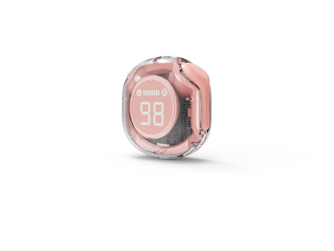 Gembird Transparent TWS Pink – Bluetooth 5.4, 30h autonomie, microfon [1]