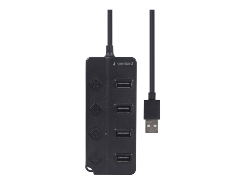 Gembird UHB‑U2P4P‑01 – Hub USB 4 porturi, cu switch‑uri, negru [1]
