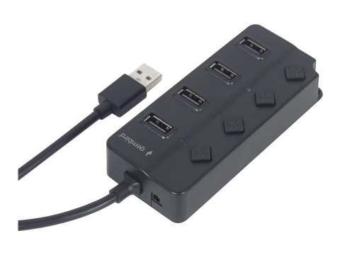 Hub-uri USB - Gembird UHB‑U2P4P‑01 – Hub USB 4 porturi, cu switch‑uri, negru