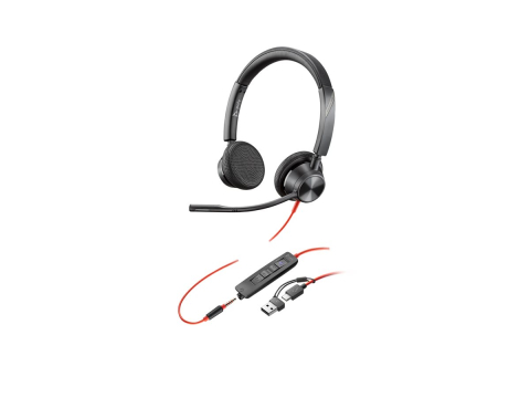 Caști Business - HP Poly Blackwire 3325‑M – Stereo USB‑C Headset + 3.5mm + USB‑C/A Adapter