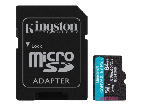 Memorii - Kingston 64GB microSDXC Canvas Go Plus Gen4 – 200MB/s, A2, U3, V30 + Adapter