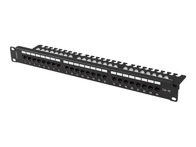 Accesorii Server, Stocare & UPS - Lanberg Patch Panel 24 Porturi, 1U 19", Cat.5e UTP, cu Organizator, Negru