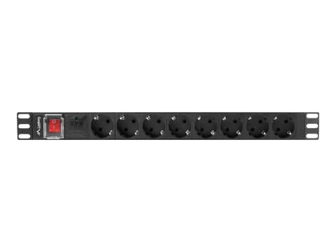 Server, Storage &  UPS - Lanberg PDU‑08F‑0200‑BK – PDU 19" 1U, 16A, 8× Schuko, 2m