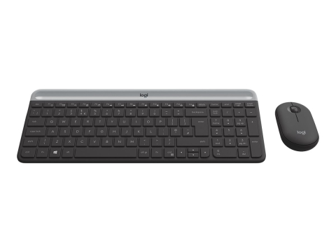 Tastaturi wireless - Logitech MK470 Slim Combo – Tastatură + Mouse Wireless, US Intl, Graphite