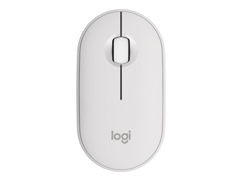 Mouse wireless - Logitech Pebble Mouse 2 M350s – Bluetooth 5.2 LE, SilentTouch, Tonal White
