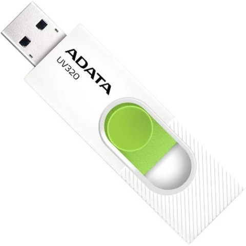 Componente - ADATA USB 3.2 32GB – UV320, retractabil, alb / verde – AUV320‑32G‑RWHGN